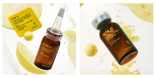 トニーモリー系列ブランドBONSEPCの『ビタCダブルショットアンプル』凍結乾燥タイプ美容液｜韓国ダイソーコスメ2025